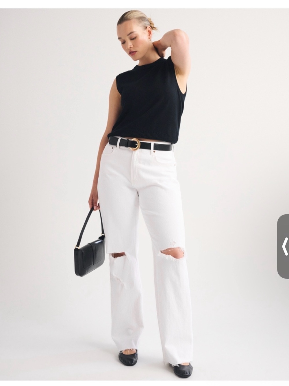 Abercrombie & Fitch White Distressed Wide-Leg Jeans